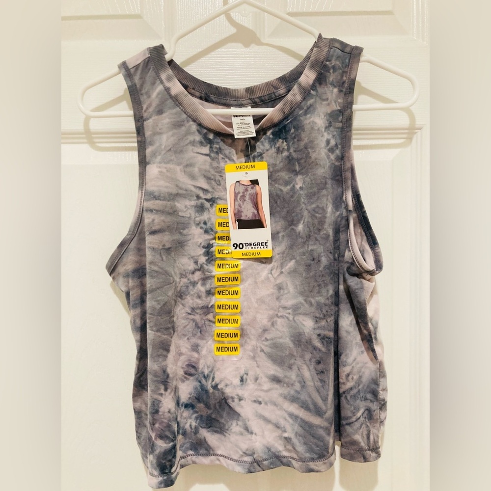 NWT 90 Degree by Reflex size Medium Women's Tie-Dye‎ Mellow Pink Muscle Tee